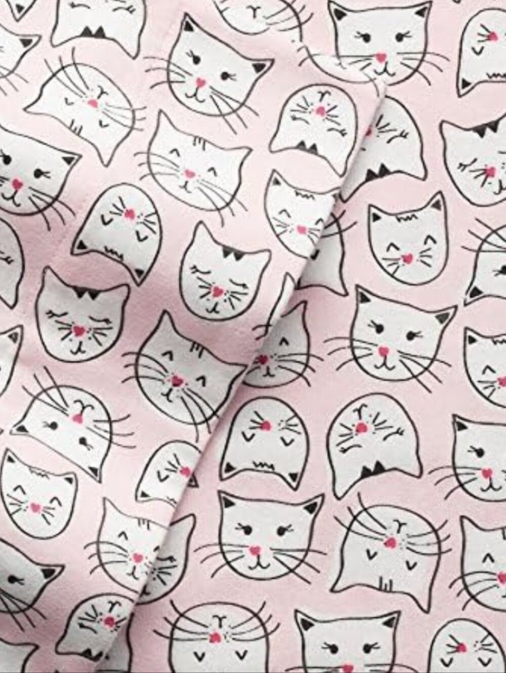 KING CUDDL DUDS CUTE PINK CAT FACES 6 P FLANNEL SHEET SET WARM LAYERS - Picture 2 of 3